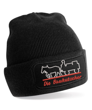 Baukutscher Strickmütze mit Baumwoll-Patch