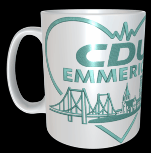 Tasse mit Druck in Stickoptik - AAA Qualität
