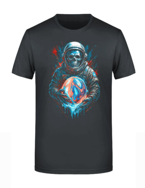 1420_Astronauta Esqueleto Psicodélico Motiv 1420 - T-Shirt oder Hoodie mit gerastertem Digitaldruck