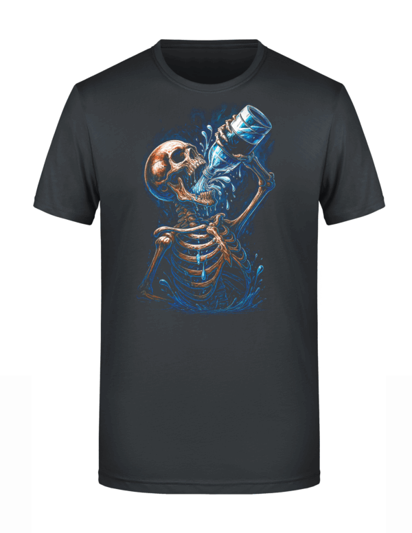 1555_Esqueleto Bebendo Água Motiv 1555 - T-Shirt oder Hoodie mit gerastertem Digitaldruck