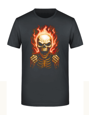 1834_Esqueleto Flamejante Impactante Motiv 1834 - T-Shirt oder Hoodie mit gerastertem Digitaldruck
