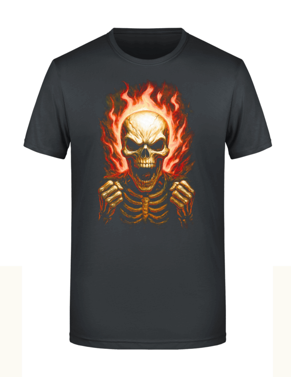 1834_Esqueleto Flamejante Impactante Motiv 1834 - T-Shirt oder Hoodie mit gerastertem Digitaldruck
