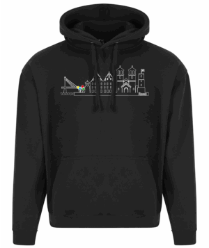 Hoodie Stadt Rees mit Stadtbild als Kontur - Druck