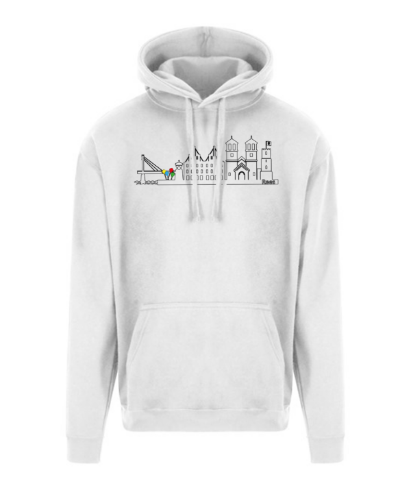 Hoodie Stadt Rees mit Stadtbild als Kontur - Druck