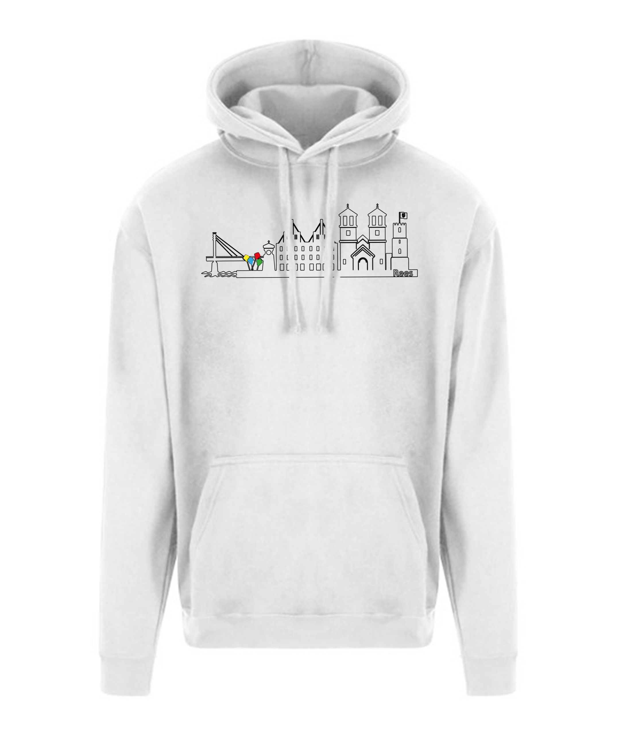 Hoodie Stadt Rees mit Stadtbild als Kontur - Druck – Bild 2