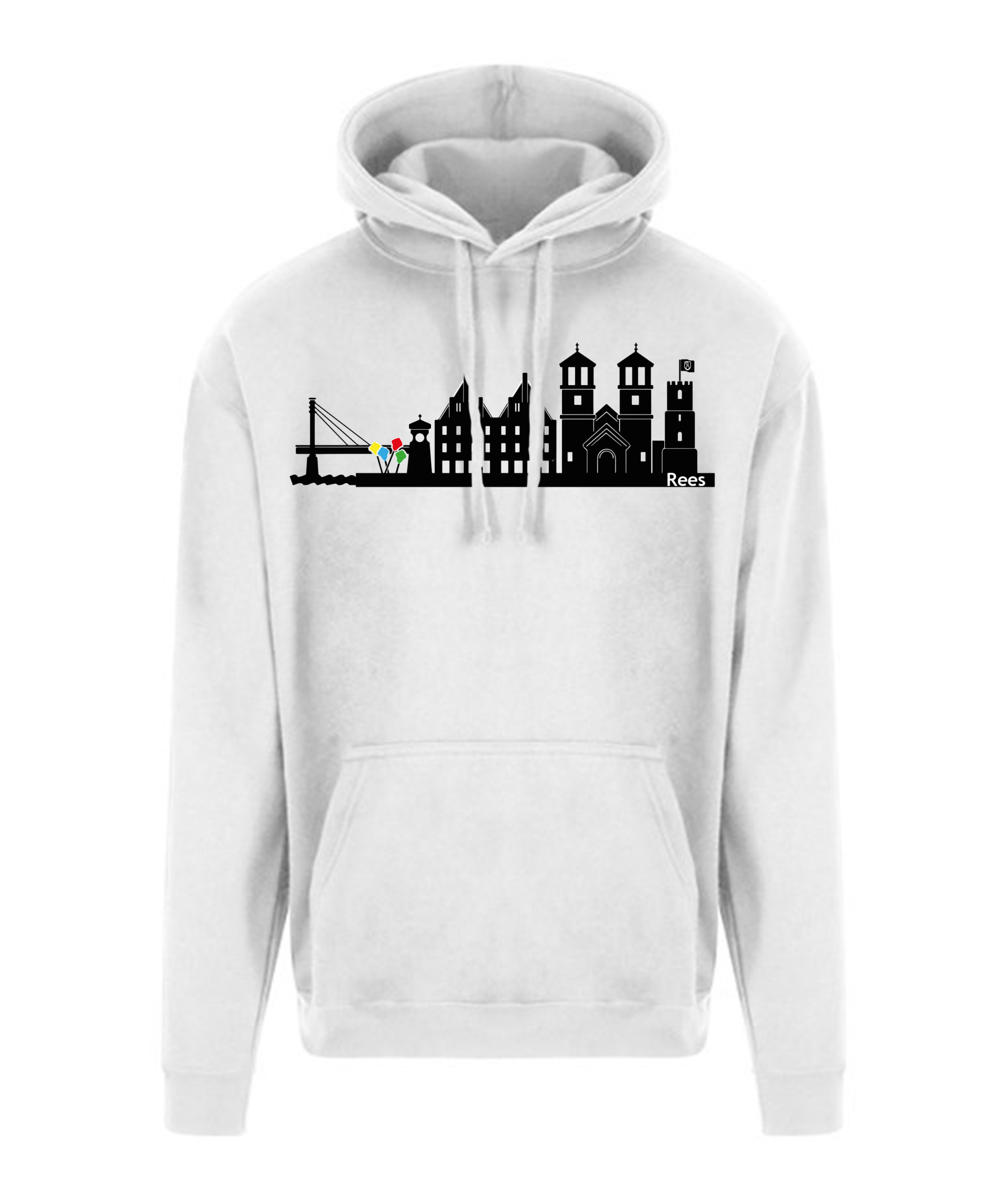 Hoodie Stadt Rees mit Stadtbild, Druck als Vollfarbe – Bild 2