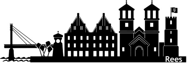 Tasse mit der Silhouette der Stadtansicht - Vollfarbe