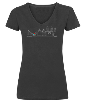 T-Shirt_Ladies Kontur der Stadt Rees. S - 2XL