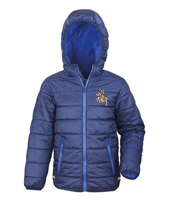 Kids_Wattiert_Vorne Junior - Gefütterte Jacke mit 2 x Druck in Stickoptik