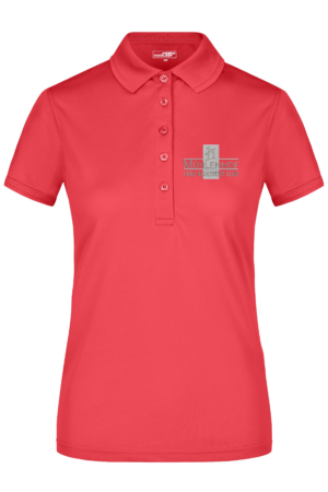 Funktionspolo Damen - S bis 2XL, Druck in Stickoptik